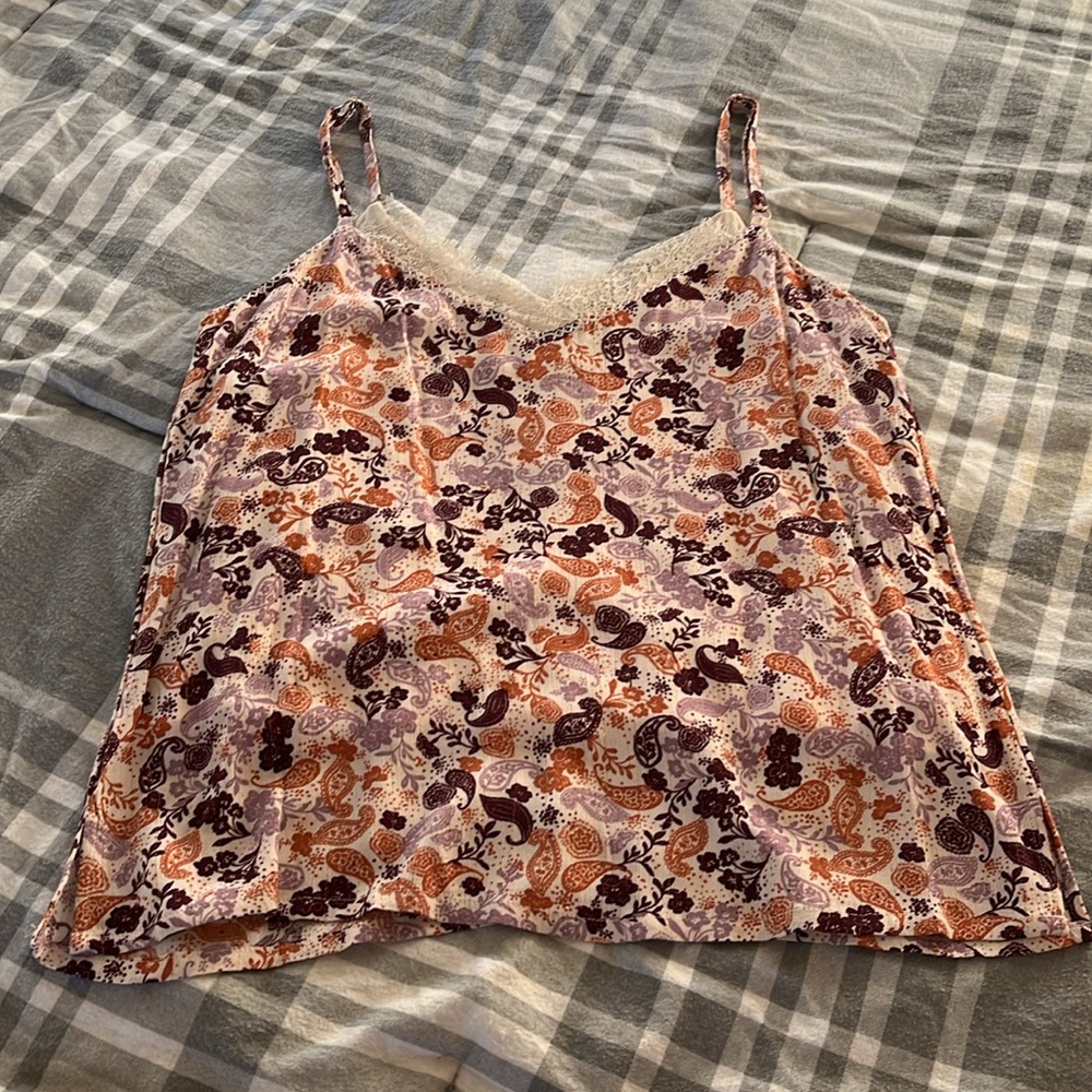 Idyllwind brand paisley tank top, western tank top, lace tank top, size mediumm - Picture 3 of 5